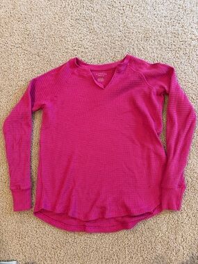 American Eagle Outfitters Magenta Waffle Knit Long Sleeve Top